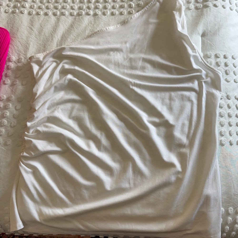 A New Day Cream One-Shoulder Top